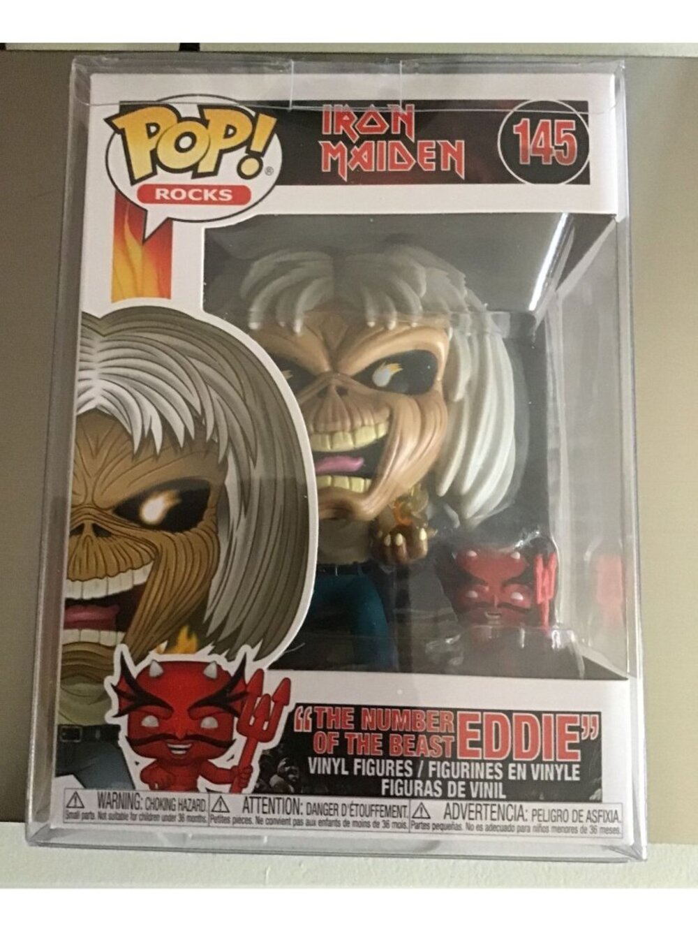 Funko Pop Rocks Iron Maiden Eddie Number of the Beast #145 Vinyl Figure Protecto